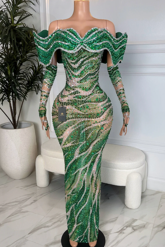 OCEAN EMPRESS GREEN DRESS