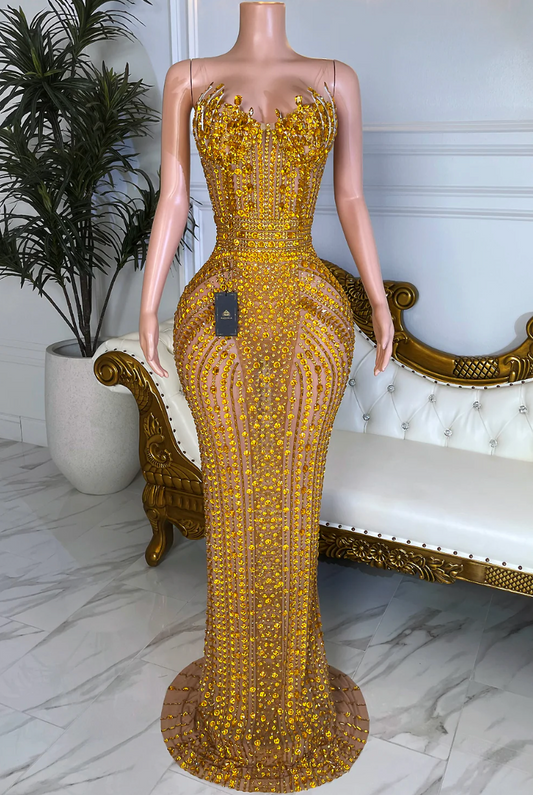 FOOL IN LOVE GOLD MAXI DRESS