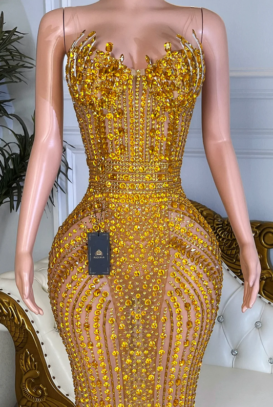 FOOL IN LOVE GOLD MAXI DRESS